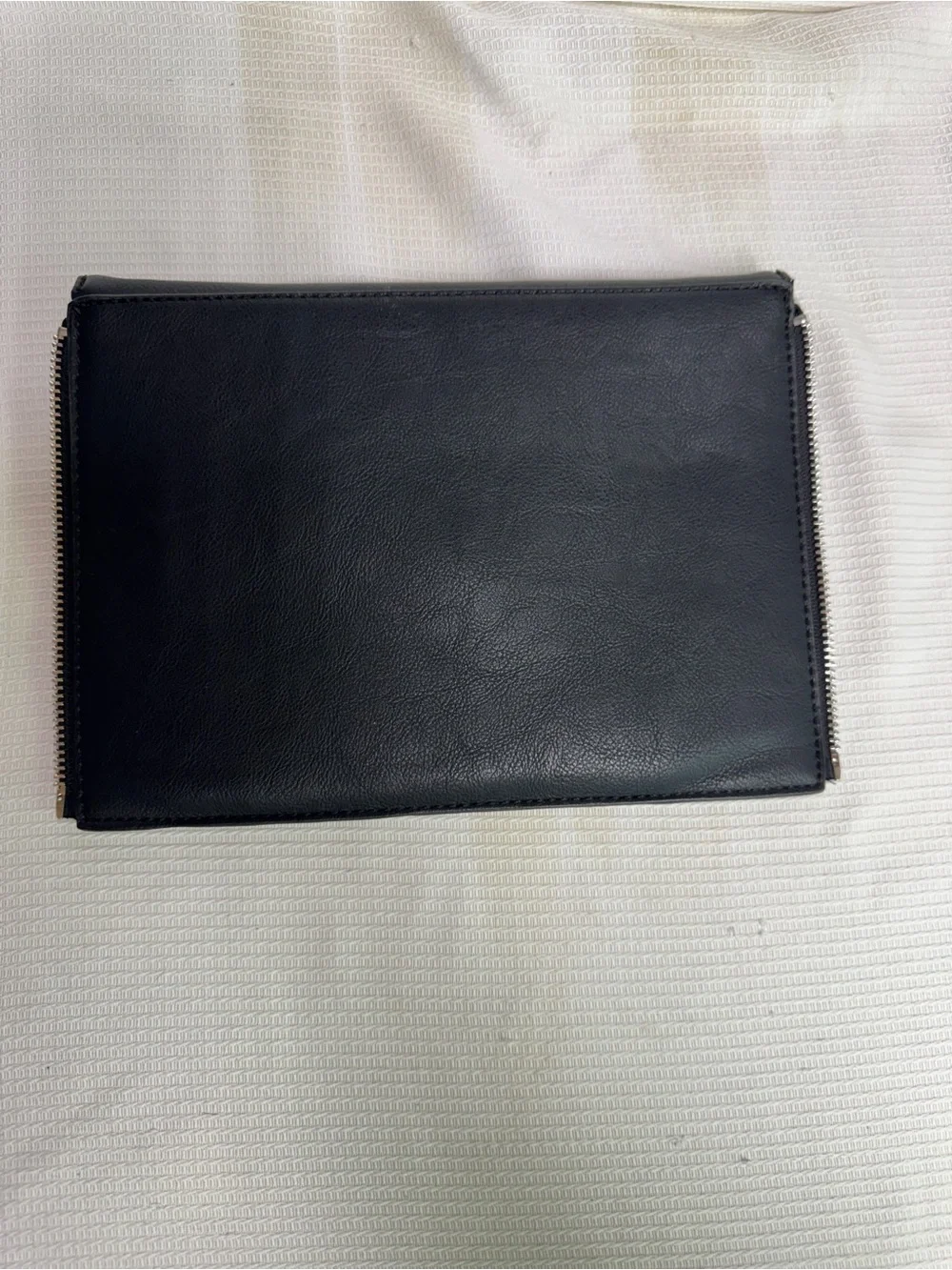 INC Black Leather Envelope Clutch Bag